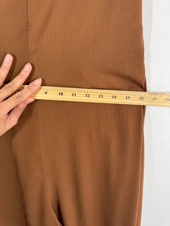 Workhall Brown Sleeveless Relaxed Fit Jumpsuit Tie Waist Wide Leg Minimalist - Picture 16 of 16